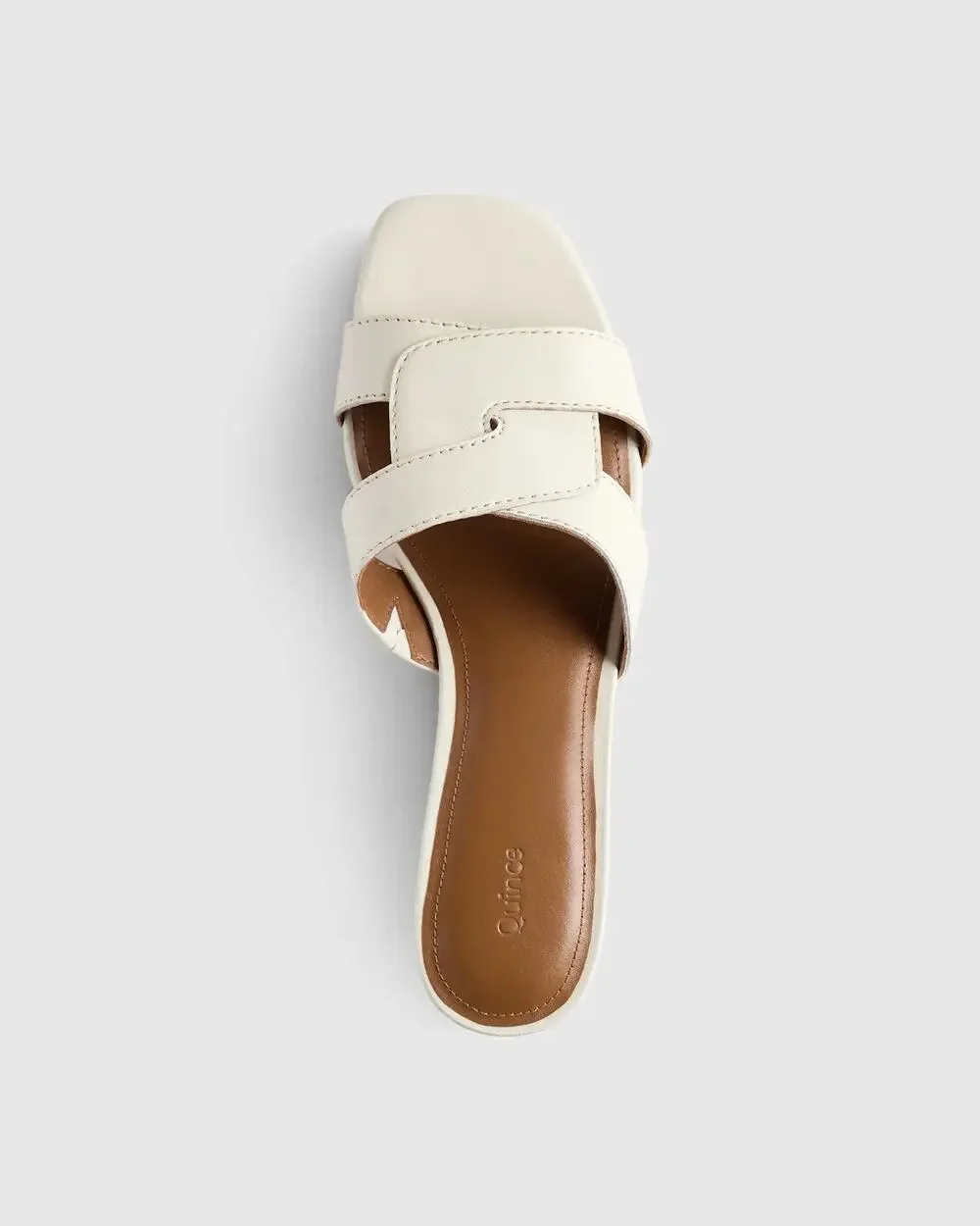 Quince Italian Leather Wood Block Heel Mule White (Color - Bone) Womens Size 9.5